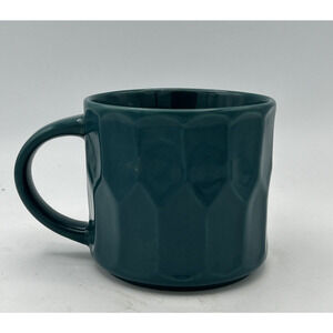 Starbucks Coffee Mug Cup‎ 2014 Teal Blue Green Geometric Scalloped Texture 14 oz